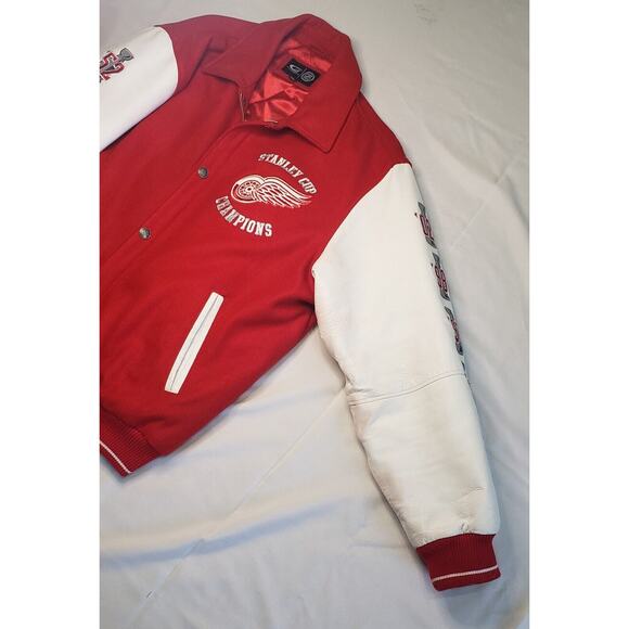 Vintage DETROIT RED WINGS 10X STANLEY CUP CHAMPIONS Mens Varsity Jacket Large G3 - Picture 4 of 15